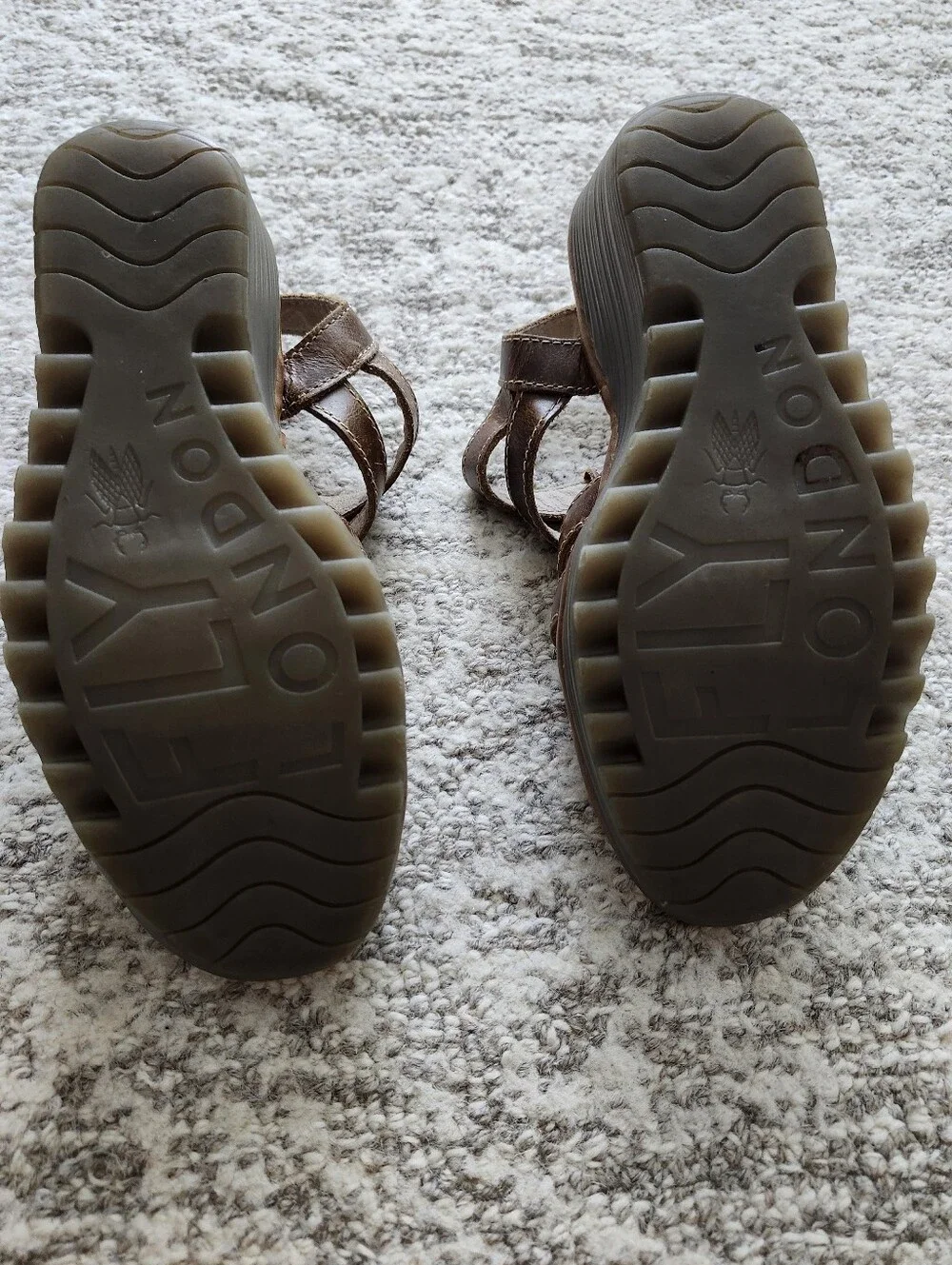 Fly London Women's Brown Leather Adjastable Wedge Sandals EU38 US7,5